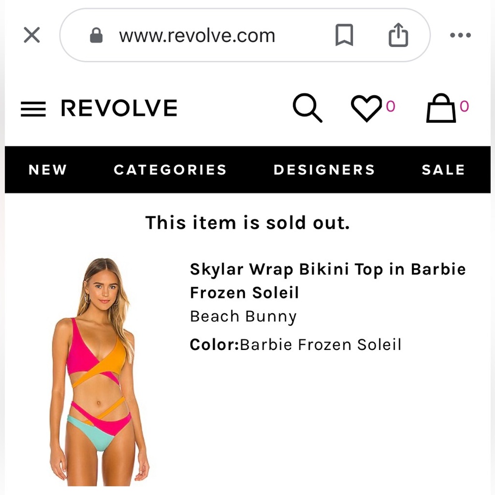 NWT Revolve Beach Bunny Skylar Ribbed Triangle Wrap Bikini Top in Carbon Large - Picture 15 of 15